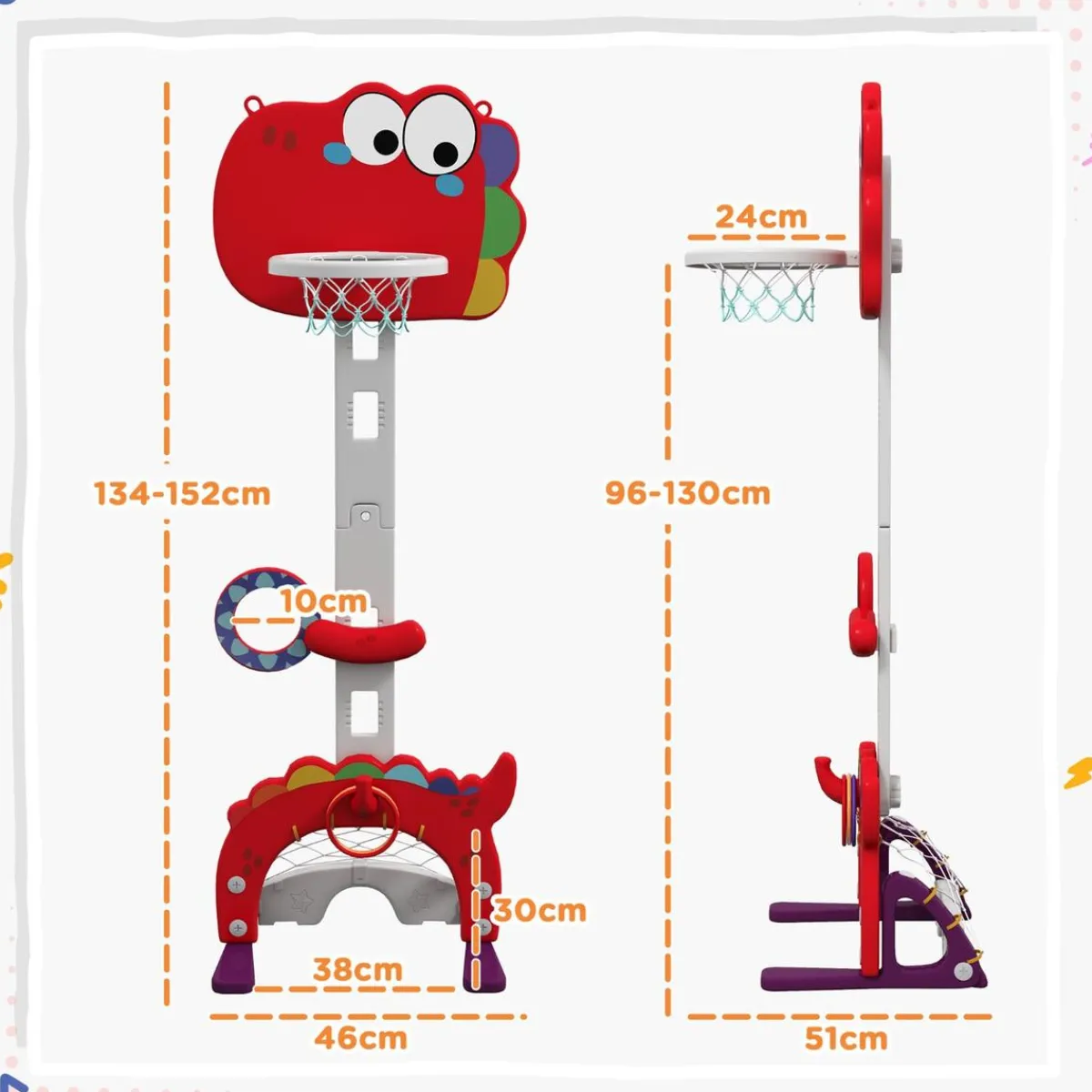 Online Homcom - Canasta de baloncesto infantil Rojo Deportes