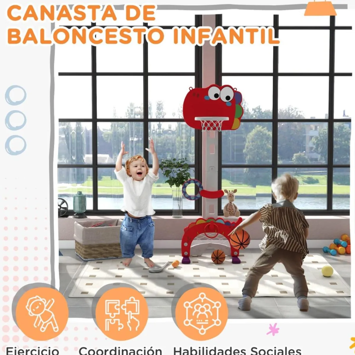 Online Homcom - Canasta de baloncesto infantil Rojo Deportes