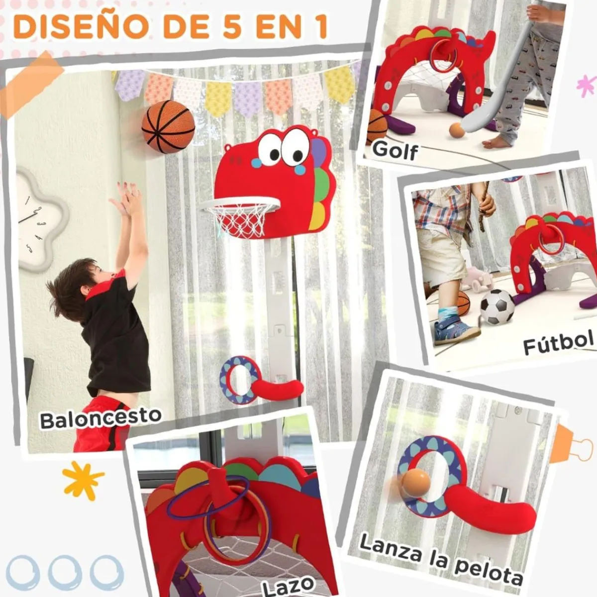 Online Homcom - Canasta de baloncesto infantil Rojo Deportes