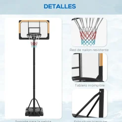 New Homcom - Canasta de baloncesto acero Negro Deportes