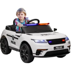 Best Homcom - Coche de policía eléctrico Blanco Vehículos De Batería O A Pedales