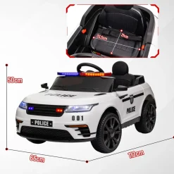 Best Homcom - Coche de policía eléctrico Blanco Vehículos De Batería O A Pedales