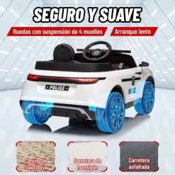 Best Homcom - Coche de policía eléctrico Blanco Vehículos De Batería O A Pedales