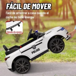 Best Homcom - Coche de policía eléctrico Blanco Vehículos De Batería O A Pedales