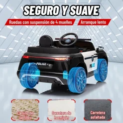 Homcom - Coche de policía eléctrico Negro*AIYAPLAY Clearance