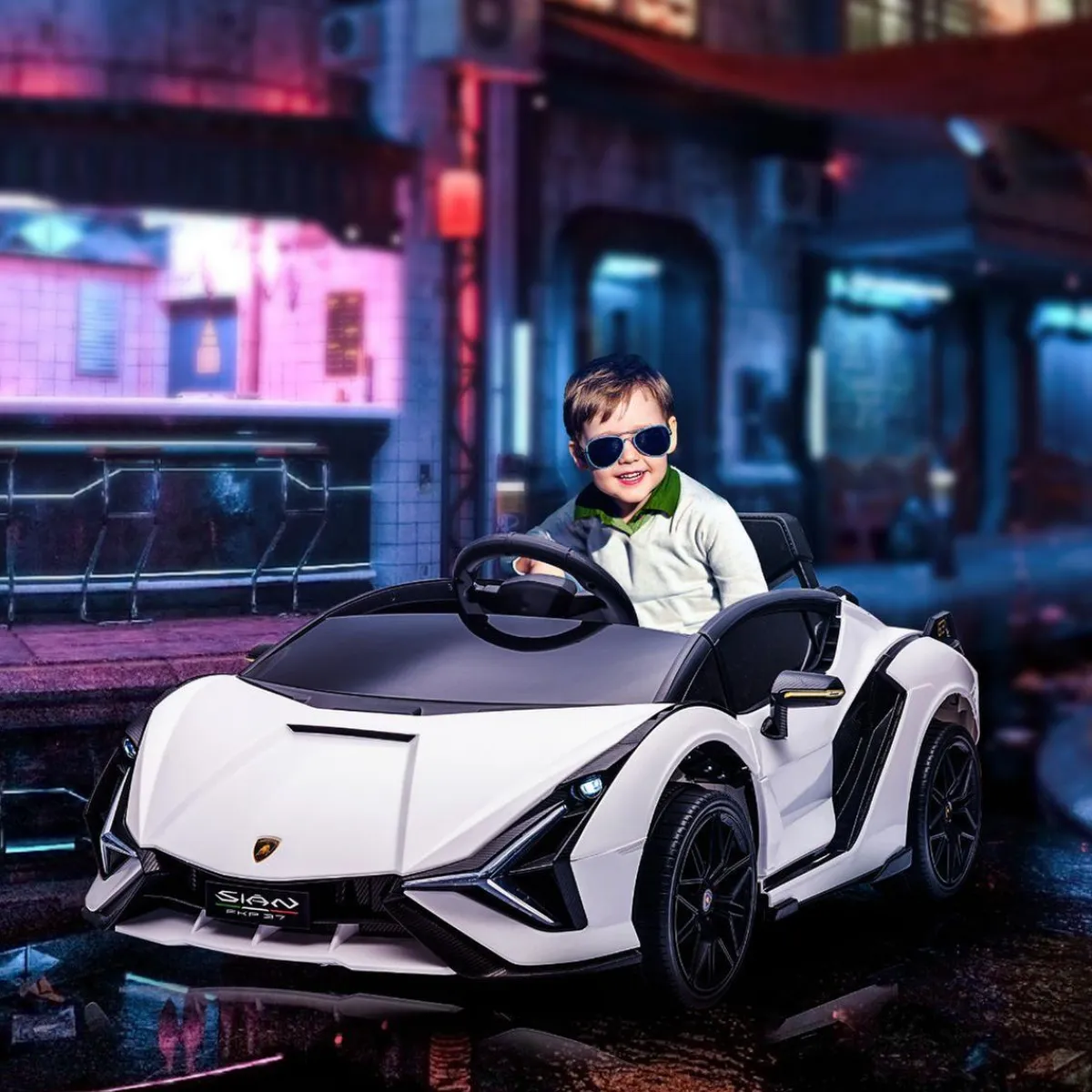 - Coche eléctrico Lamborghini blanco*Homcom Discount