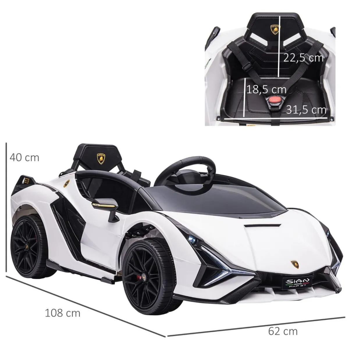 - Coche eléctrico Lamborghini blanco*Homcom Discount