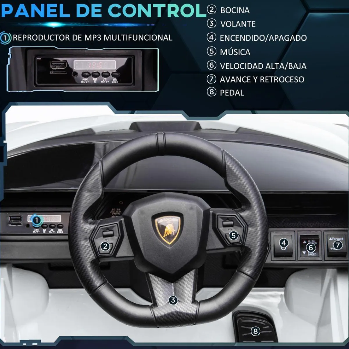 - Coche eléctrico Lamborghini blanco*Homcom Discount