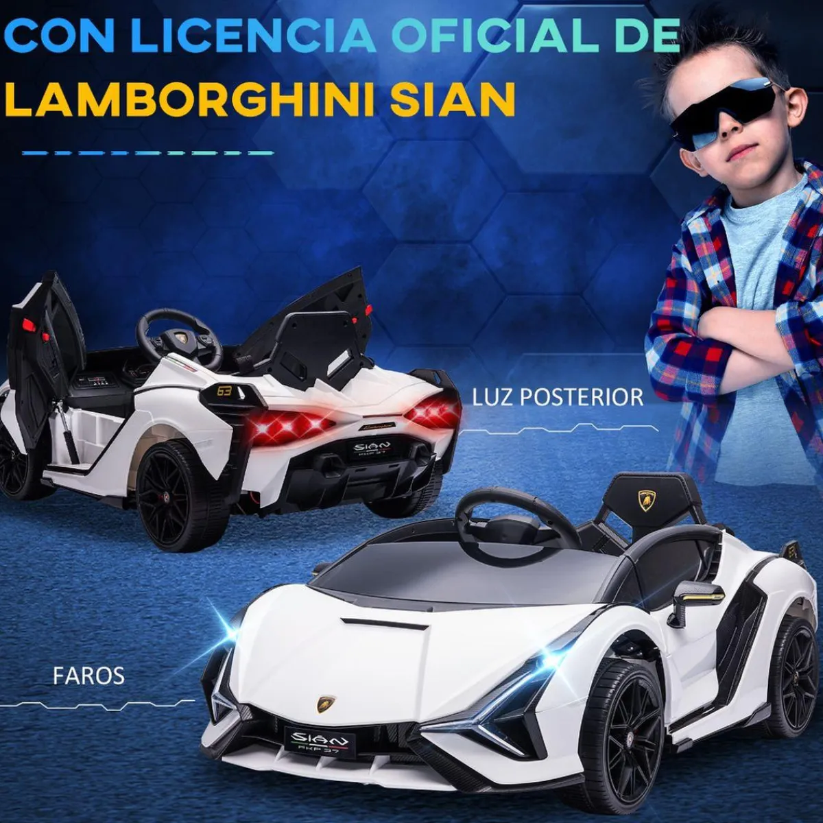 - Coche eléctrico Lamborghini blanco*Homcom Discount