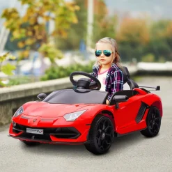 Hot - Coche eléctrico Lamborghini Aventador Rojo 12 V Vehículos De Batería O A Pedales