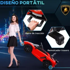 Hot - Coche eléctrico Lamborghini Aventador Rojo 12 V Vehículos De Batería O A Pedales