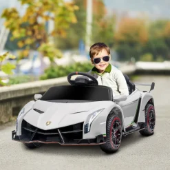 Discount - Coche Eléctrico Lamborghini Veneno Blanco Vehículos De Batería O A Pedales