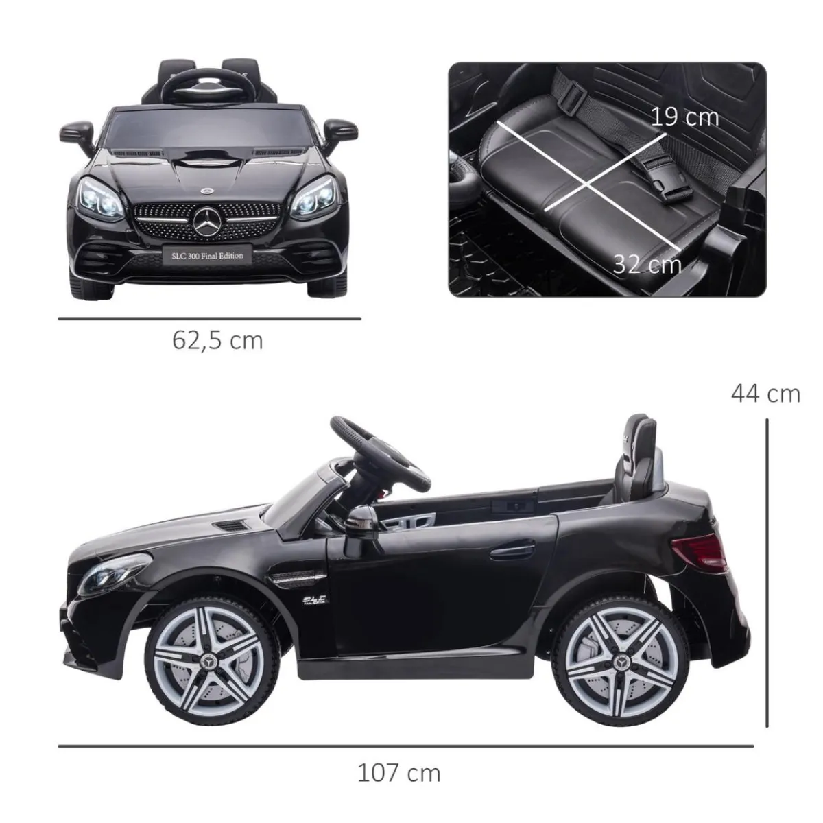 Homcom - Coche eléctrico Mercedes SLC 300 Negro con mando*AIYAPLAY Best