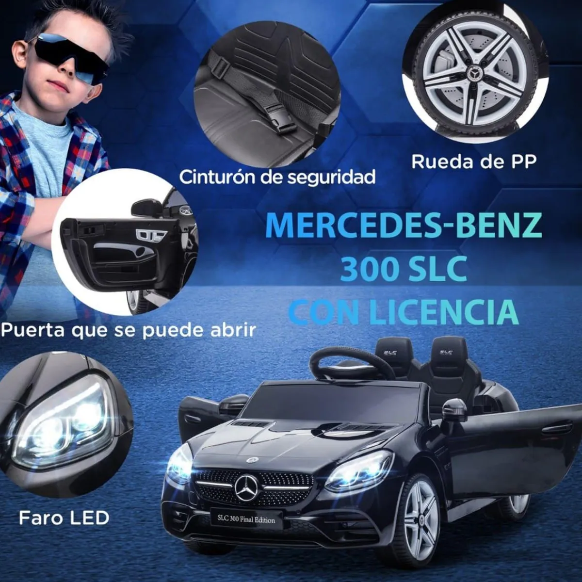 Homcom - Coche eléctrico Mercedes SLC 300 Negro con mando*AIYAPLAY Best