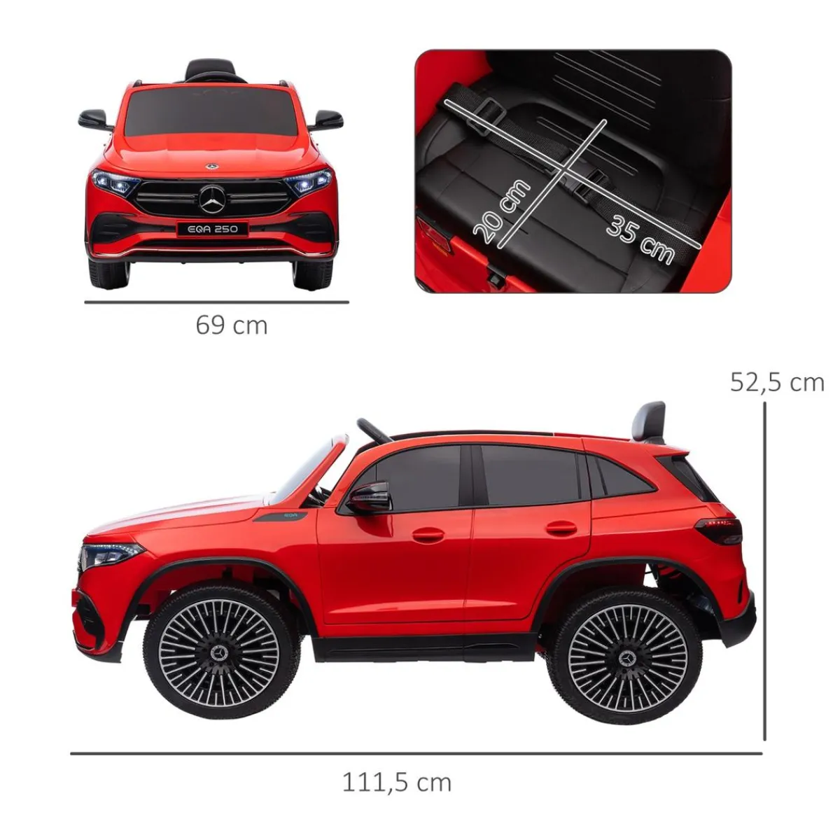 New - Coche Eléctrico Mercedes-Benz EQA Rojo Vehículos De Batería O A Pedales