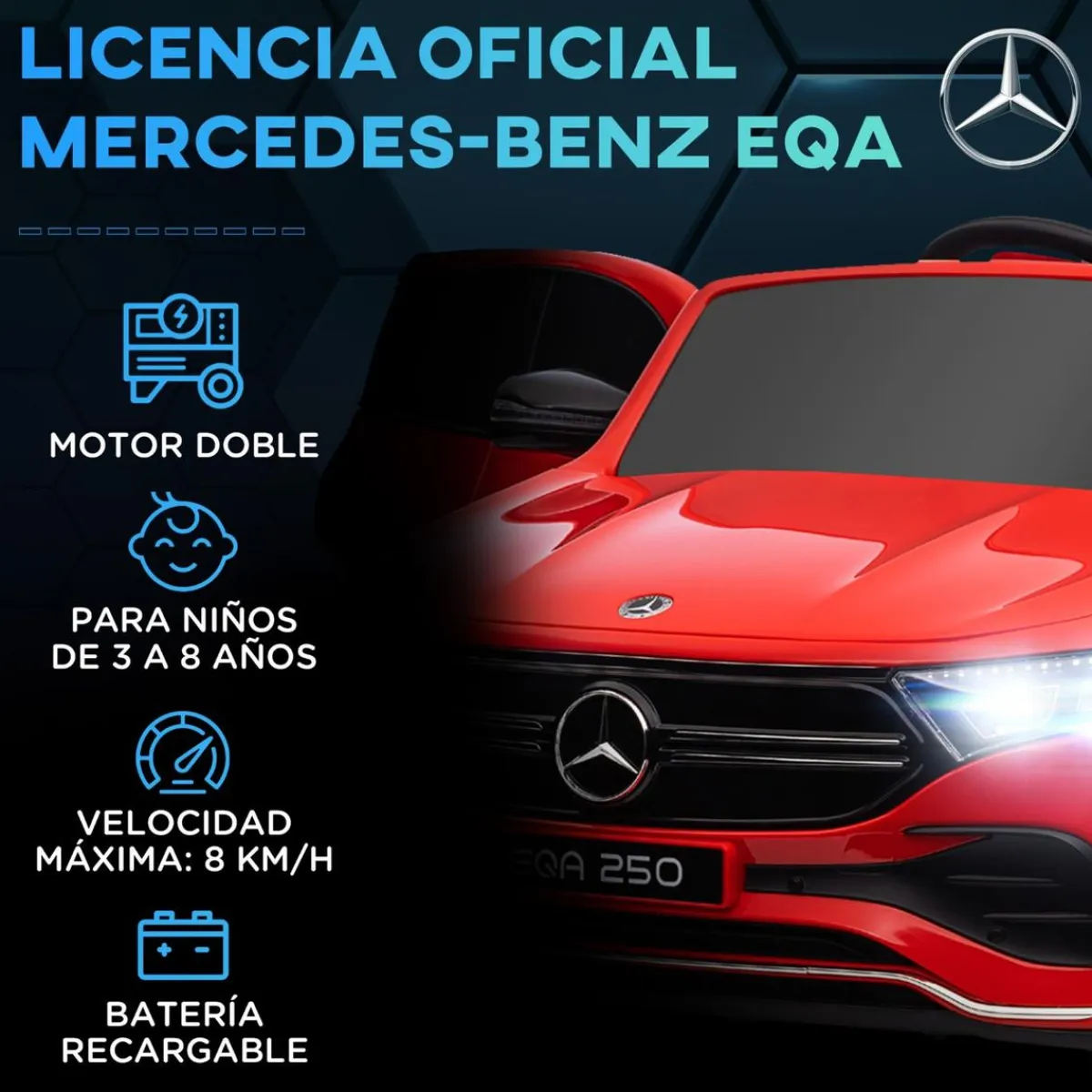 New - Coche Eléctrico Mercedes-Benz EQA Rojo Vehículos De Batería O A Pedales