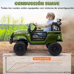 Homcom - Coche eléctrico Verde con mando Vehículos De Batería O A Pedales