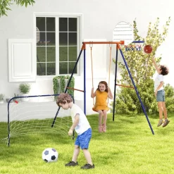 Homcom - Columpio infantil con portería y canasta*Outsunny