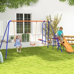 Clearance Homcom - Columpio infantil triple con tobogán Columpios