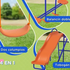 Clearance Homcom - Columpio infantil triple con tobogán Columpios