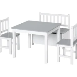 Outlet - Conjunto Infantil Mesa + Banco + 2 sillas madera Estilo De Vida