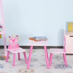 - Conjunto Mesa + 2 Sillas infantiles Madera Princess*Homcom Outlet