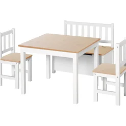 - Conjunto Mesa + Banco + 2 sillas infantiles Madera*Homcom Online