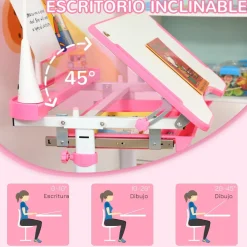 - Conjunto Pupitre reclinable + Silla Rosa*Homcom New