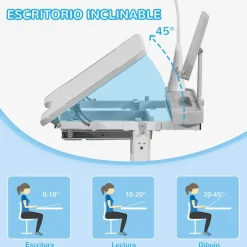 - Conjunto Pupitre reclinable + Silla Gris*Homcom Best