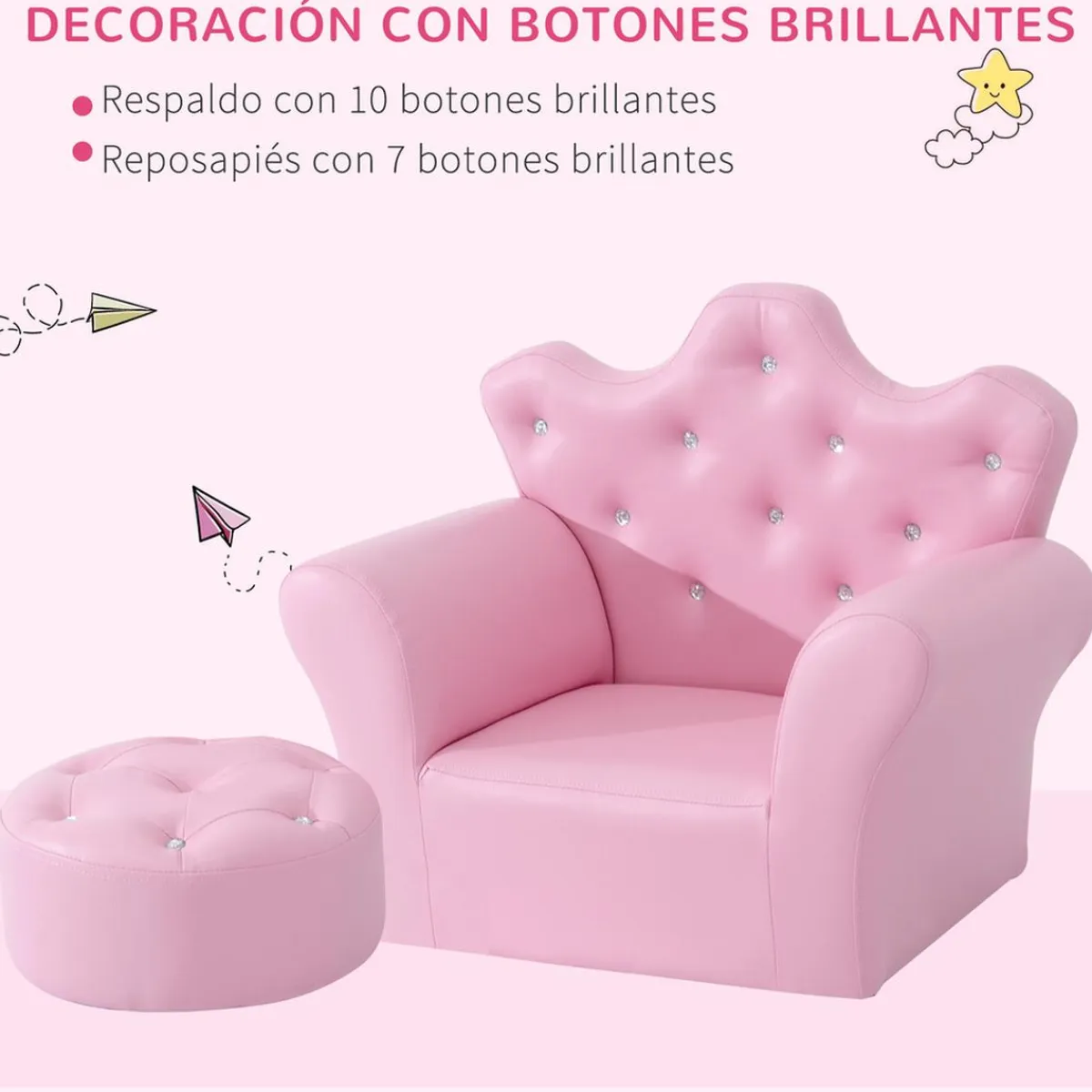 Clearance - Conjunto sillón + puff Rosa Estilo De Vida