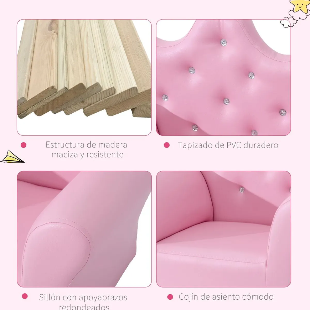 Clearance - Conjunto sillón + puff Rosa Estilo De Vida