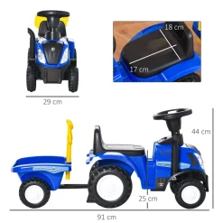 Discount - Correpasillos Tractor con remolque y herramientas Azul Vehículos De Batería O A Pedales