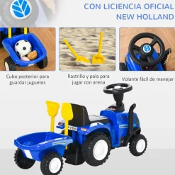 Discount - Correpasillos Tractor con remolque y herramientas Azul Vehículos De Batería O A Pedales