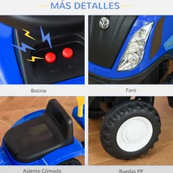 Discount - Correpasillos Tractor con remolque y herramientas Azul Vehículos De Batería O A Pedales