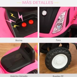 - Correpasillos Tractor con remolque y herramientas Rosa Vehículos De Batería O A Pedales