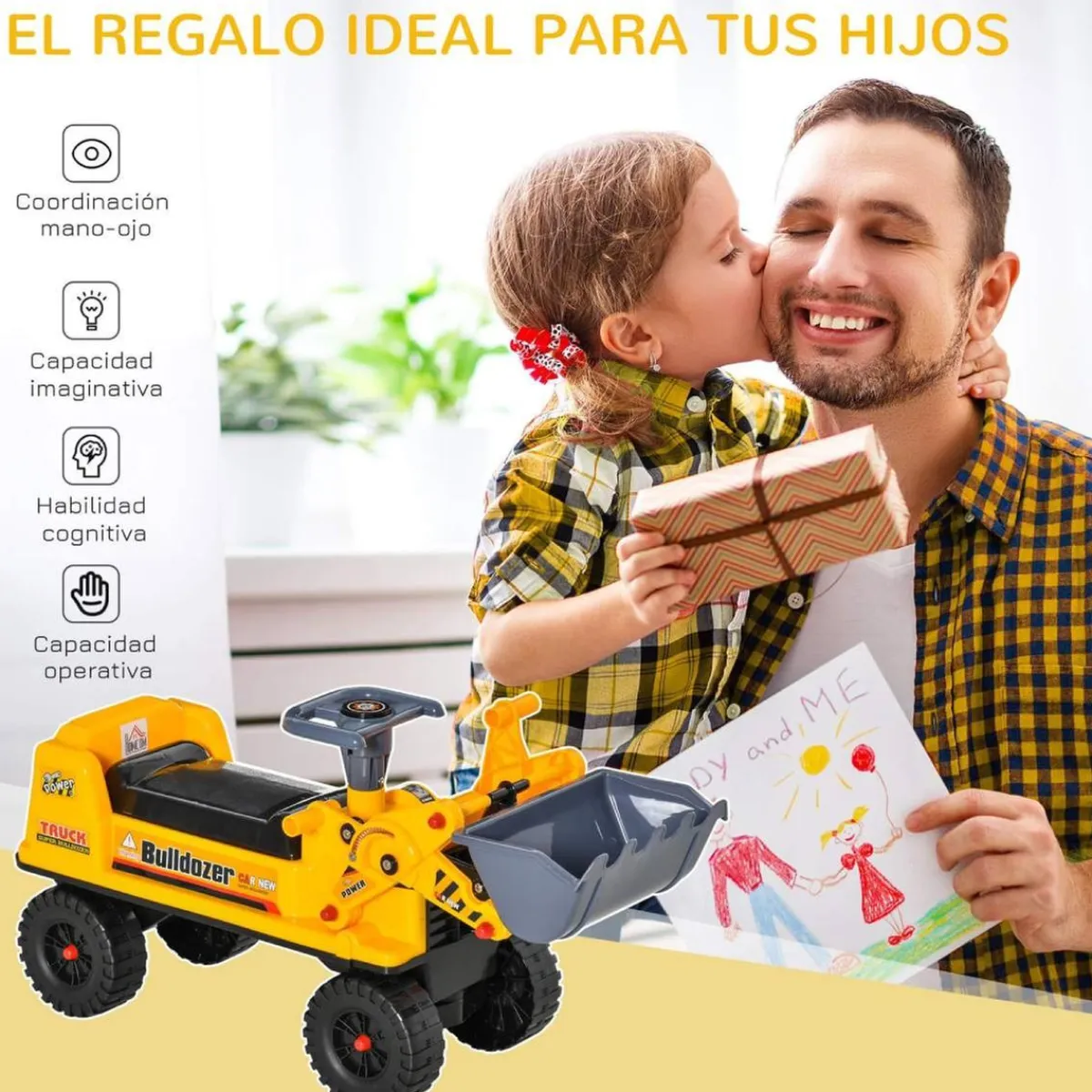 - Correpasillos Tractor Bulldozer Amarillo*Homcom Outlet