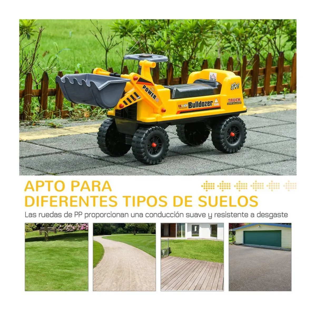 - Correpasillos Tractor Bulldozer Amarillo*Homcom Outlet