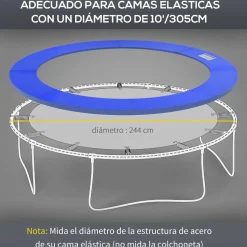 Hot - Cubierta de protección para cama elástica Ø 305 cm azul Camas Elásticas