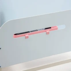 Outlet - Escritorio con estante y silla con altura ajustable Blanco y Rosa Estilo De Vida