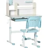 - Escritorio con estante y silla ajustable Blanco y Azul*Homcom Online