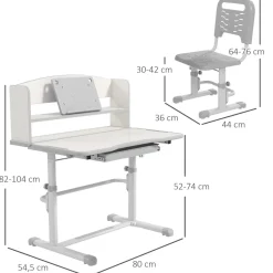 Online - Escritorio y silla ajustable Gris y Blanco Estilo De Vida