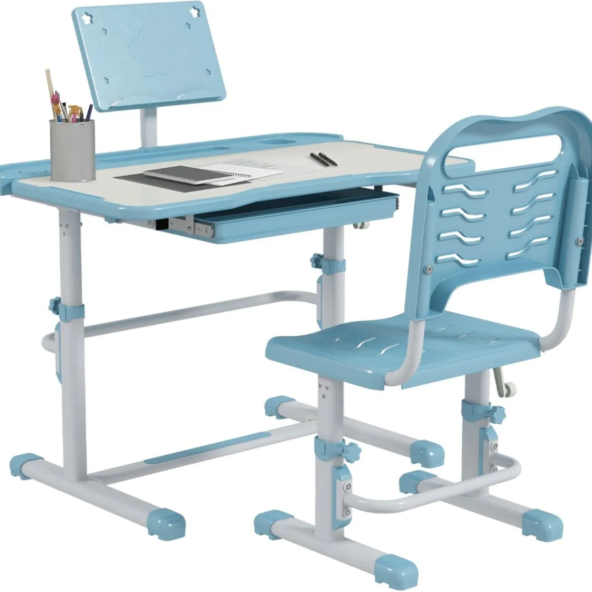 - Escritorio y silla ajustable Azul y Blanco Estilo De Vida