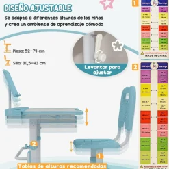 - Escritorio y silla ajustable Azul y Blanco Estilo De Vida