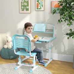 - Escritorio y silla ajustable Azul y Blanco Estilo De Vida