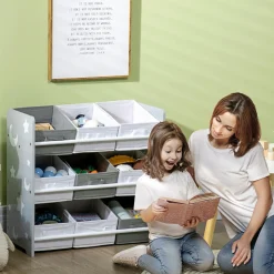 Homcom - Estantería infantil con 9 cajas Gris*ZONEKIZ Online