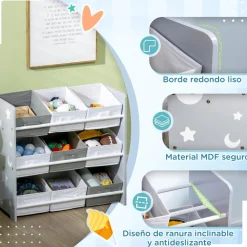 Homcom - Estantería infantil con 9 cajas Gris*ZONEKIZ Online
