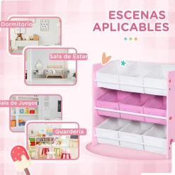 Homcom - Estantería infantil con 9 cajas Rosa*ZONEKIZ Clearance