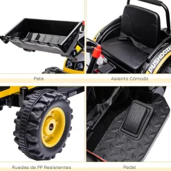 - Excavadora Tractor Vehículo de batería Amarillo*Homcom Online