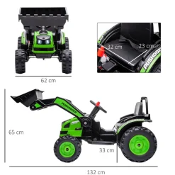 - Excavadora Tractor Vehículo de batería Verde*Homcom