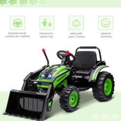 - Excavadora Tractor Vehículo de batería Verde*Homcom
